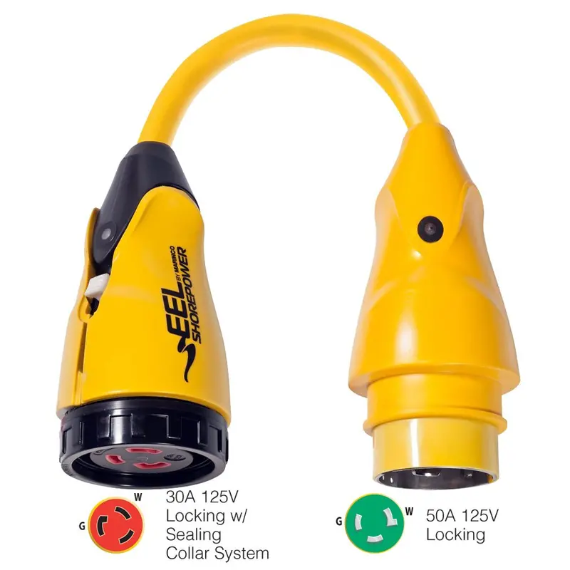 Marinco P503-30 Eel 30A-125V Female To 50A-125V Male Pigtail Adapter - Yellow [P503-30] 1