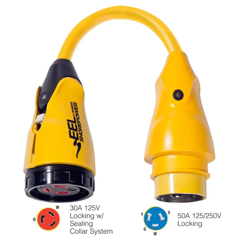 Marinco P504-30 Eel 30A-125V Female To 50A-125/250V Male Pigtail Adapter - Yellow [P504-30] 1