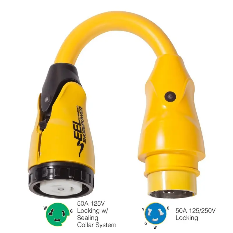 Marinco P504-503 Eel 50A-125V Female To 50A-125/250V Male Pigtail Adapter - Yellow [P504-503] 1