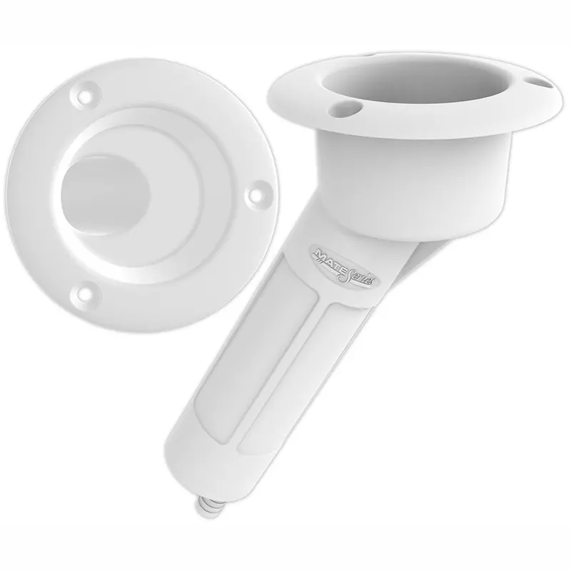 Mate Series Plastic 30 Rod  Cup Holder - Drain - Round Top - White [P1030dw] 1