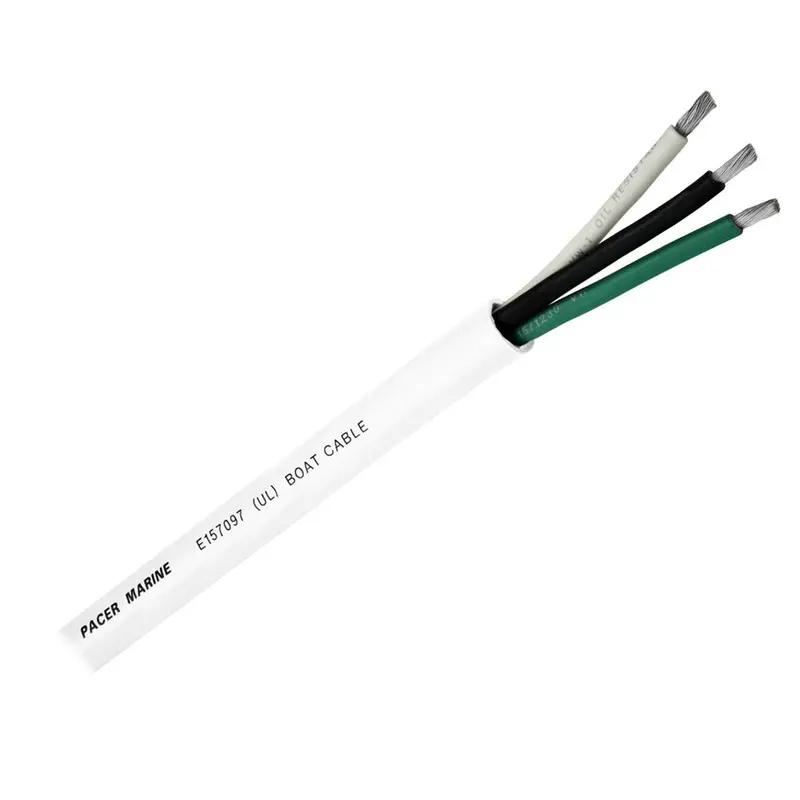 Pacer Round 3 Conductor Cable - 100 - 16/3 Awg - Black, Green  White  [Wr16/3-100] 1