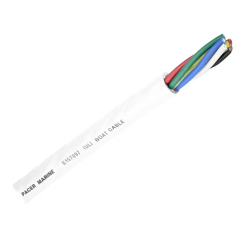 Pacer Round 6 Conductor Cable - By The Foot - 16/6 Awg - Black, Brown, Red, Green, Blue  White [Wr16/6-Ft] 1
