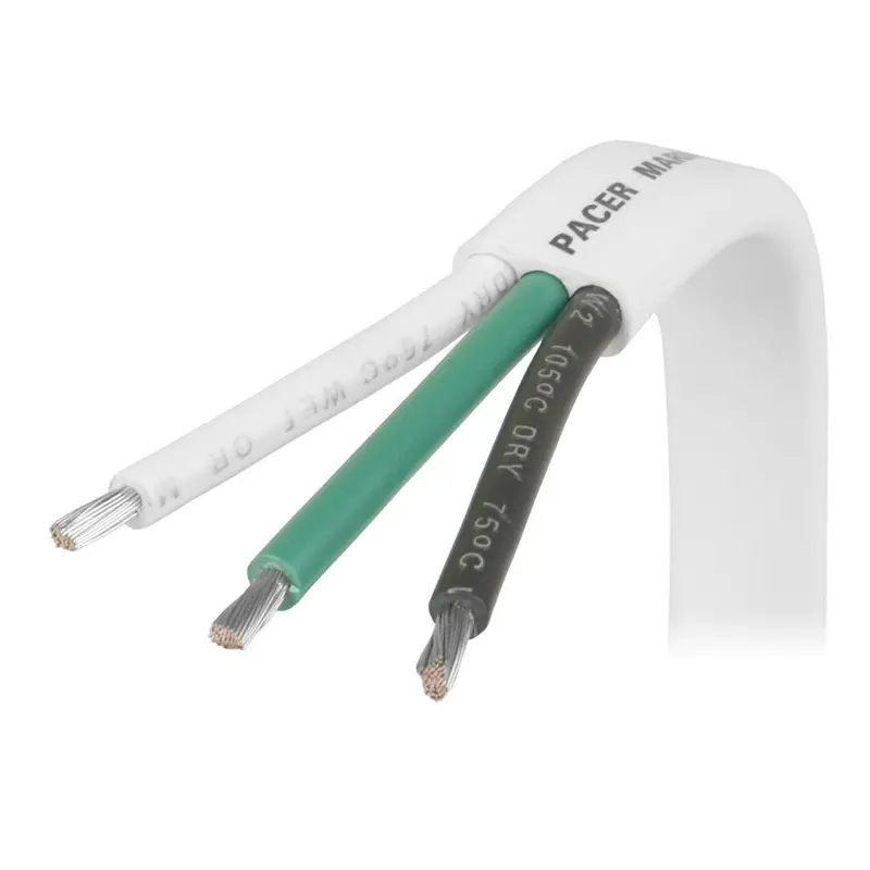 Pacer White Triplex Cable - 14/3 Awg - Black/Green/White - Sold By The Foot [W14/3-Ft] 1