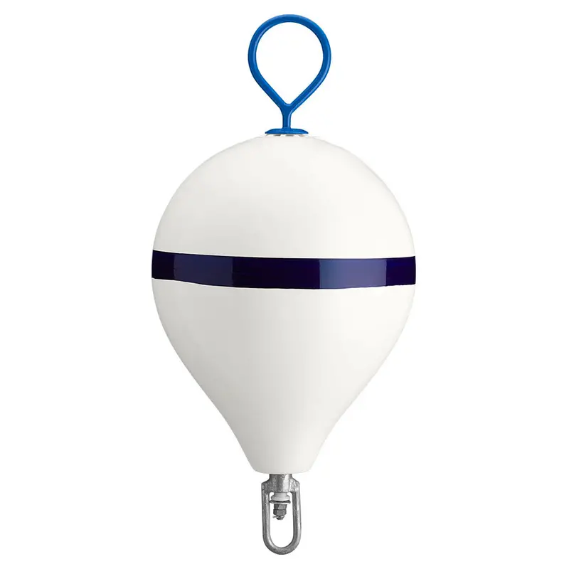 Polyform 17" Cm Mooring Buoy W/Galvanized Iron - White Blue Stripe [Cm-3 White W/Strip] 1