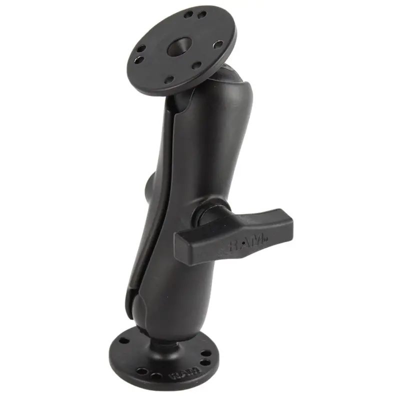 Ram Mount 1.5" Ball Double Socket Arm W/2 2.5" Round Bases - Amps Pattern [Ram-101U] 1