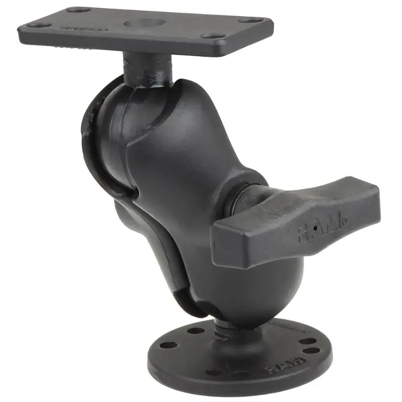 Ram Mount 1.5" Ball Mount W/2.5" Round Base, Short Arm  1.5" X 3" Plate F/Humminbird Helix 5 Only [Ram-202-153-B-202U] 1