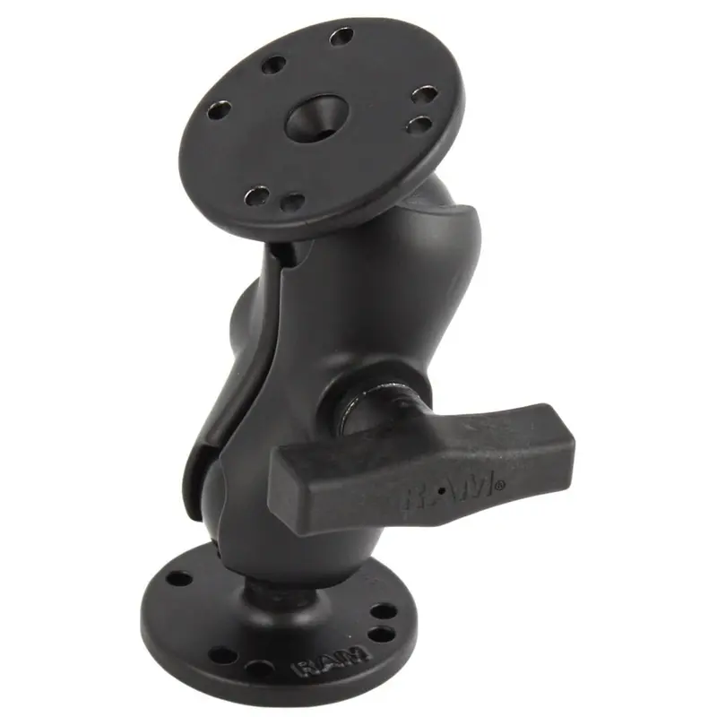 Ram Mount 1.5" Ball Mount W/Short Double Socket Arm & 2/2.5" Round Bases [Ram-101U-B] 1