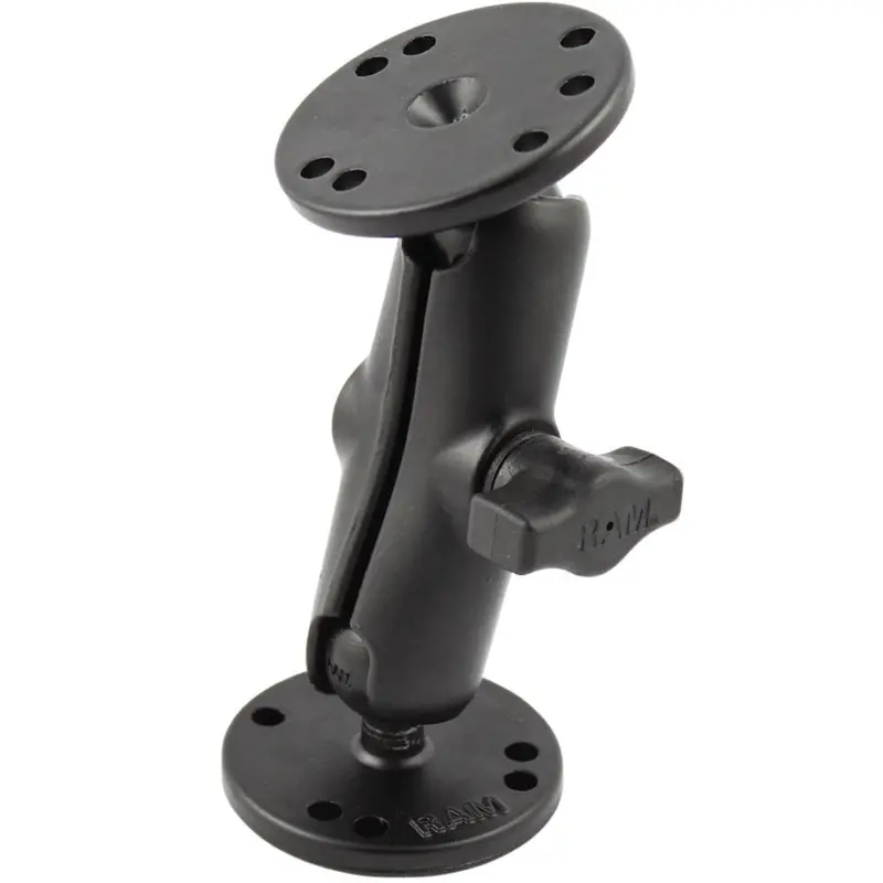 Ram Mount 1" Ball Double Socket Arm W/2 2.5" Round Bases - Amps Hole Pattern [Ram-B-101U] 1