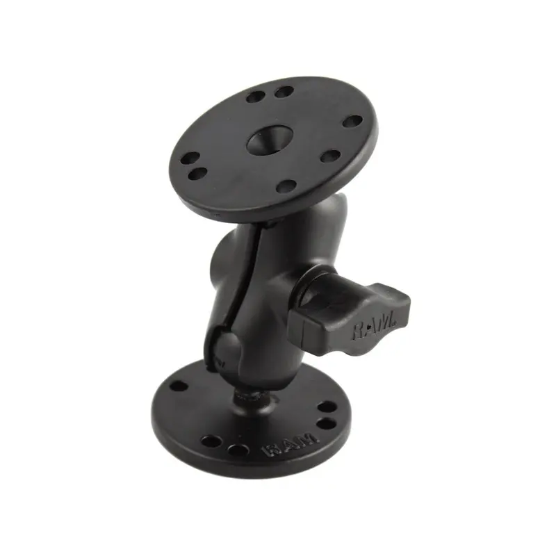 Ram Mount 1" Ball Double Socket Short Arm W/ 2 2.5" Round Bases [Ram-B-101-A] 1