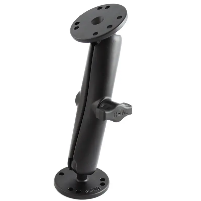 Ram Mount 1" Diameter Ball Mount W/Long Double Socket Arm & 2/2.5" Round Bases - Amps Hole Pattern (7-5/16" Length) [Ram-B-101U-C] 1