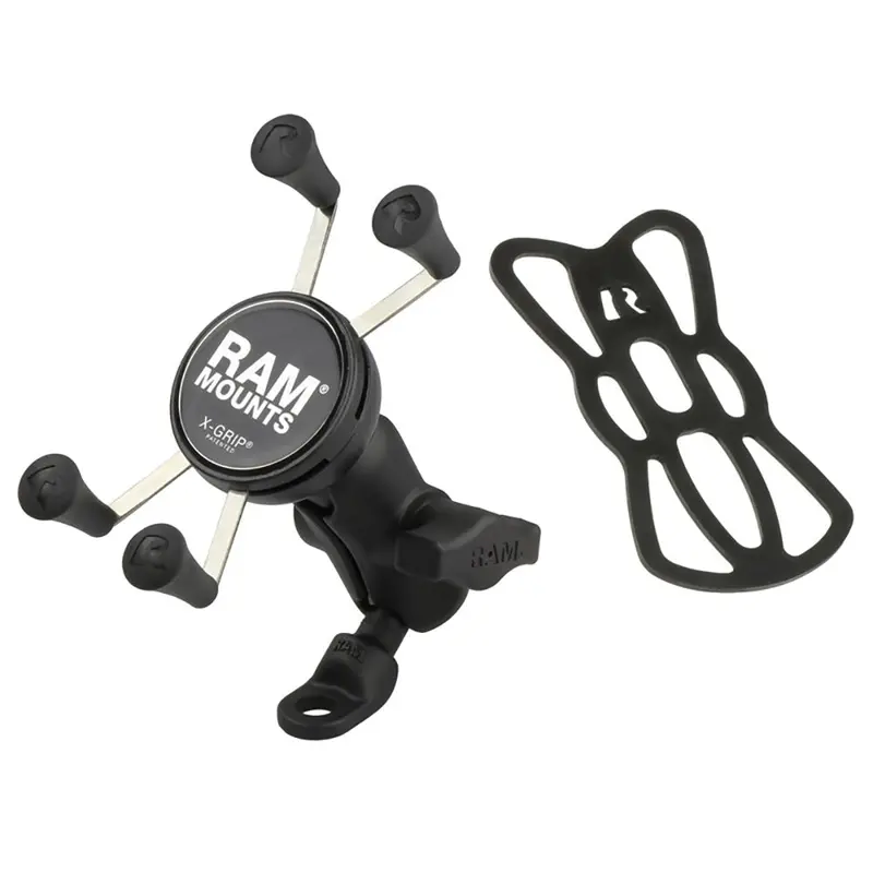 Ram Mount 9Mm Angled Base Motorcycle Mount W/Short Double Socket Arm  Universal X-Grip Cell/Iphone Cradle [Ram-B-272-A-Un7] 1