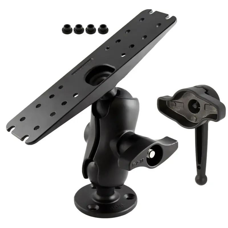 Ram Mount D Size 2.25" Ball Mount W/11" X 3" Rectangle Plate, 3.68" Round Plate And Hi-Torq Wrench [Ram-D-111-C-Knob9h] 1
