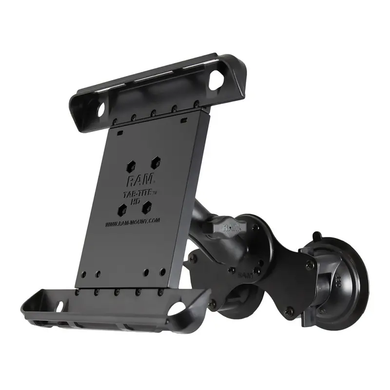 Ram Mount Double Twist-Lock Suction Cup Mount W/Tab-Tite Universal Spring Loaded Cradle F/Apple Ipad 1-4 W/Or W/O Light Duty Case [Ram-B-189-Tab3u] 1