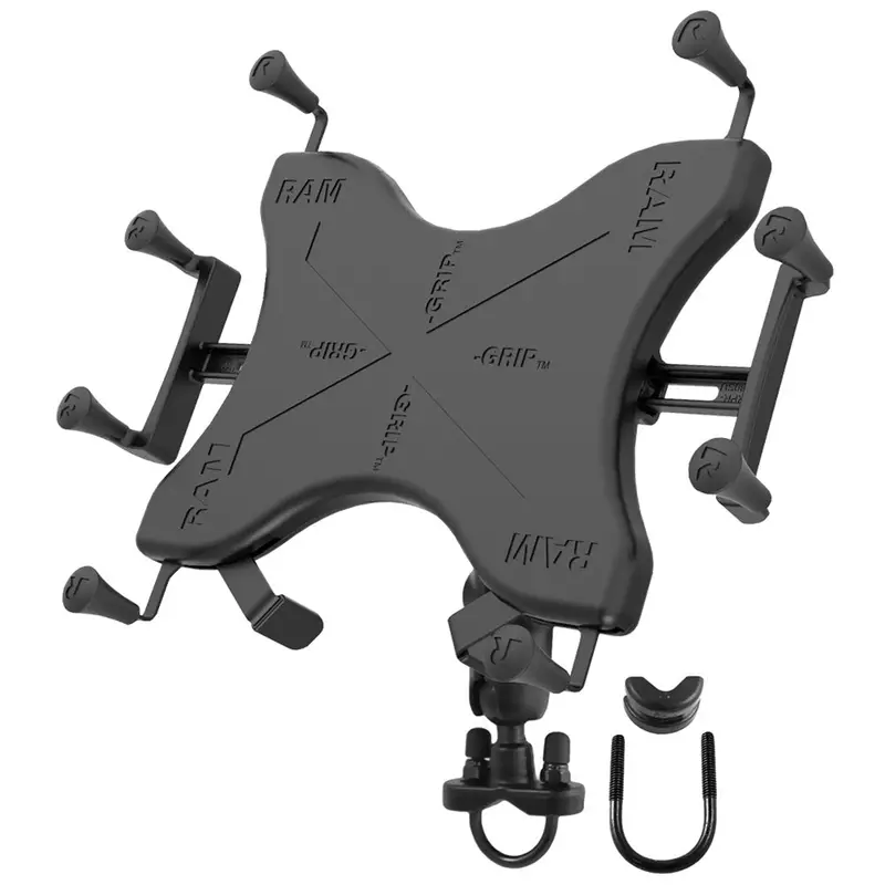 Ram Mount Handlebar Rail Mount W/Zinc Coated U-Bolt Base  Universal X-Grip Cradle For 10" Large Tablets [Ram-B-149Z-Un9u] 1