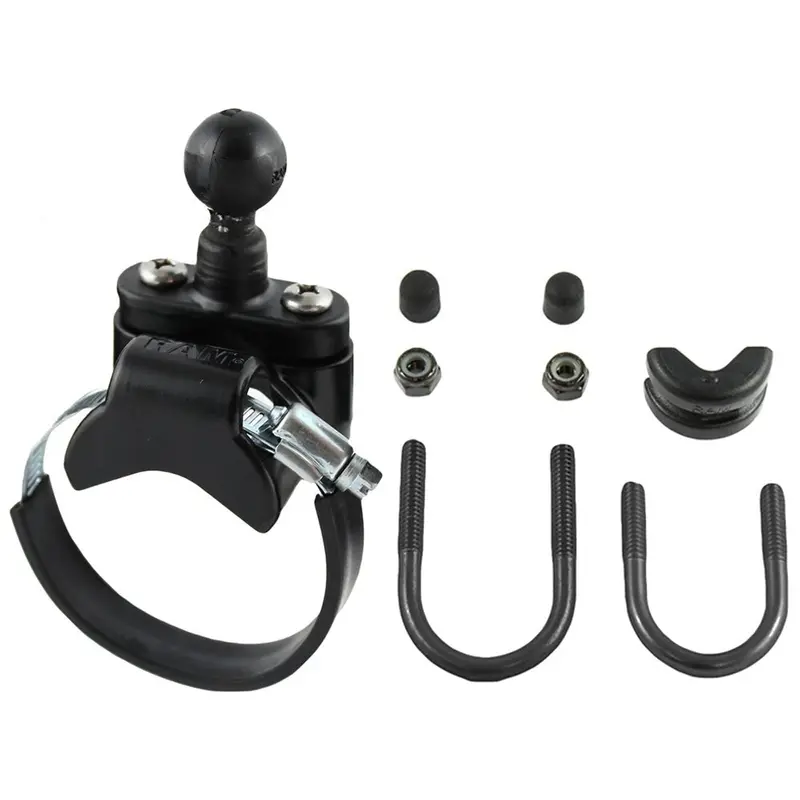 Ram Mount Rail Base W/Zinc Coated U-Bolt, Atv/Utv Strap  1" Ball For Rails To 3.15" In Diameter [Ram-B-231Z-2U] 1