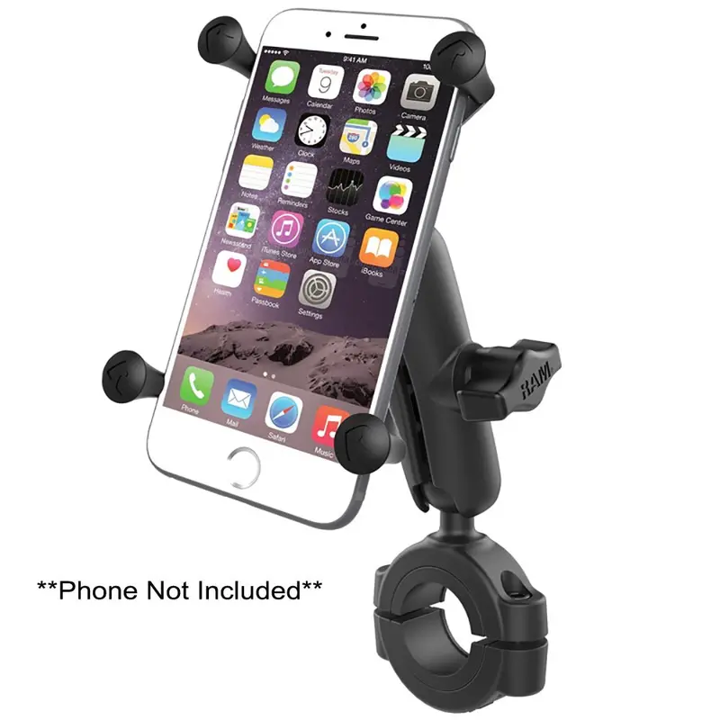 Ram Mount Ram Torque 1 1/8" - 1 1/2" Diameter Handlebar/Rail Base With 1" Ball, Medium Arm And X-Grip For Larger Phones [Ram-B-408-112-15-Un10u] 1