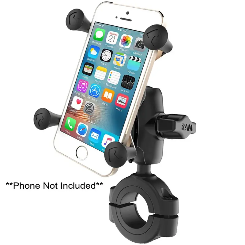 Ram Mount Ram Torque 1 1/8" - 1 1/2" Diameter Handlebar/Rail Base With B Size 1" Ball, Short Arm And X-Grip For Phones [Ram-B-408-112-15-A-Un7u] 1