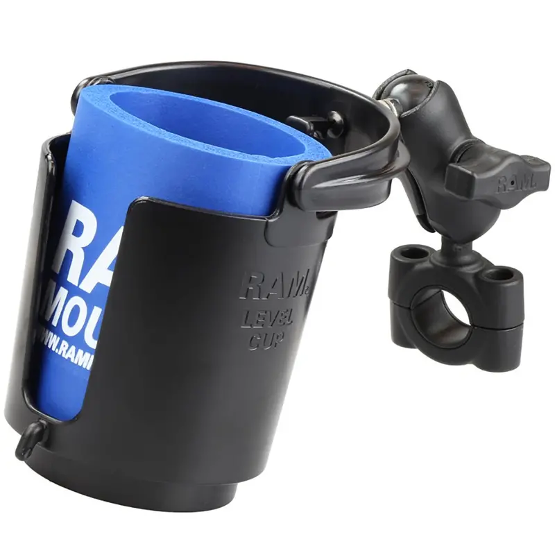 Ram Mount Ram Torque 3/4" - 1" Diameter Handlebar/Rail Base With 1" Ball, Short Arm And Level Cup [Ram-B-408-75-1-A-132U] 1