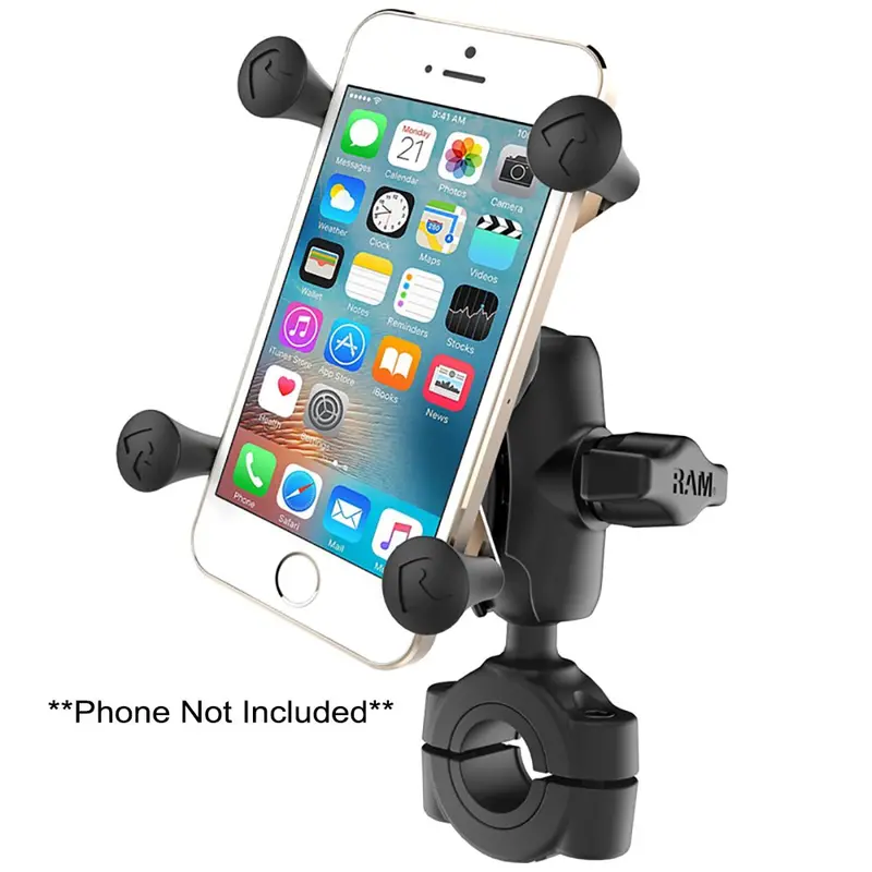Ram Mount Ram Torque 3/4" - 1" Diameter Handlebar/Rail Base With 1" Ball, Short Arm And X-Grip For Phones [Ram-B-408-75-1-A-Un7u] 1