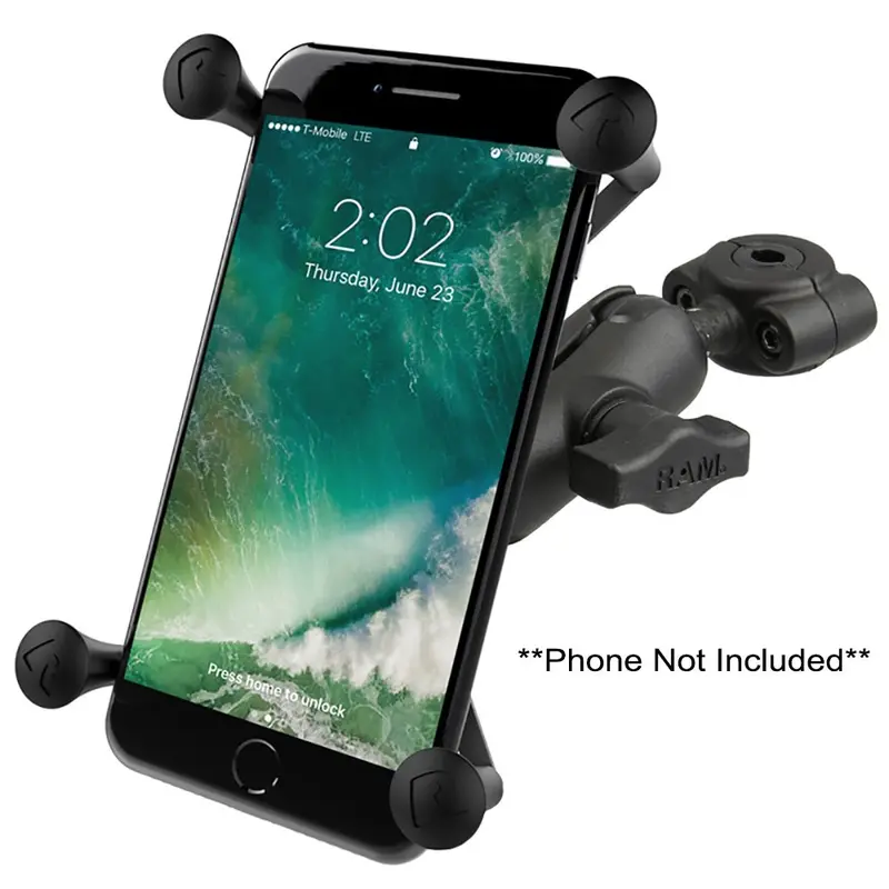 Ram Mount Ram Torque 3/8" - 5/8" Diameter Mini Rail Base With 1" Ball, Short Arm And X-Grip For Larger Phones [Ram-B-408-37-62-A-Un10] 1
