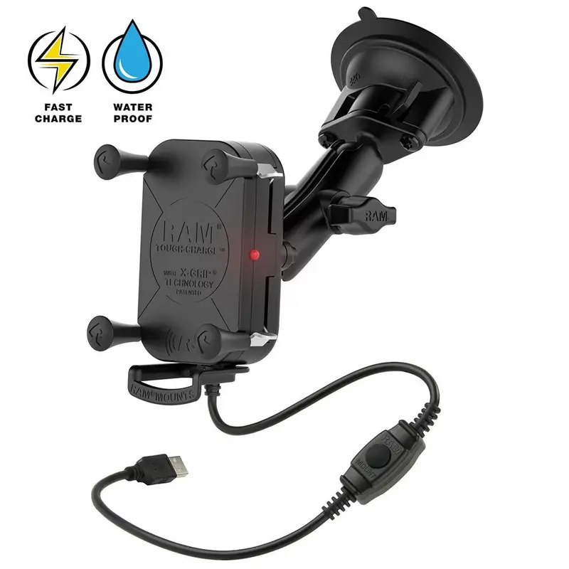 Ram Mount Ram Tough-Charge 15W Wireless Charging Suction Cup Mount [Ram-B-166-Un12w-1] 1
