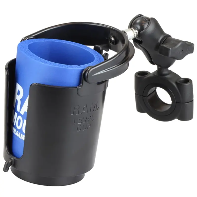 Ram Mount Torque 1-1/8" - 1-1/2" Diameter Handlebar/Rail Base W/B Size 1" Ball, Short Arm  Level Cup [Ram-B-408-112-15-A-132U] 1