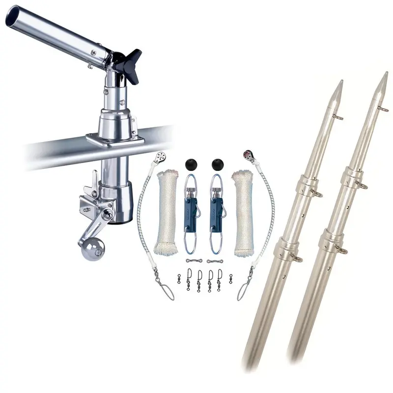 Rupp Z-30 Top Gun Outrigger Kit W/15' Telescoping Poles & Complete Single Line Rigging Kit W/Klickers Release Clips [Z30-Tpgn-15T] 1