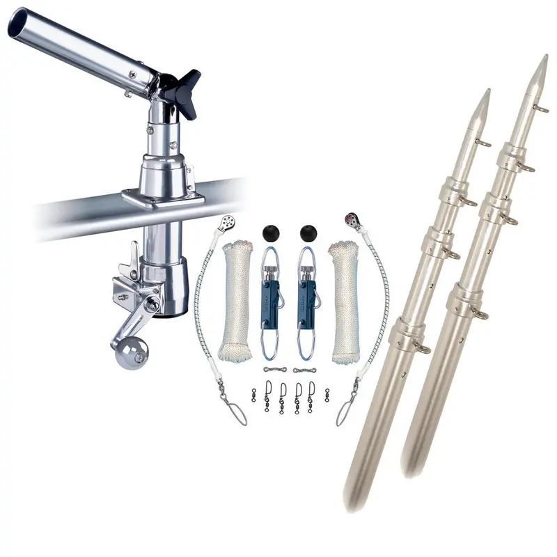 Rupp Z-30 Top Gun Outrigger Kit W/18' Poles & Complete Single Line Rigging Kit W/Klickers Release Clips [Z30-Tpgn-18T] 1