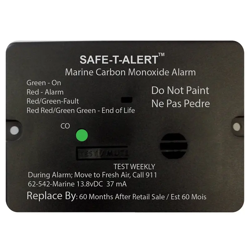 Safe-T-Alert 62 Series Carbon Monoxide Alarm W/Relay - 12V - 62-542-R-Marine - Flush Mount - Black [62-542-R-Marine-Bl] 1