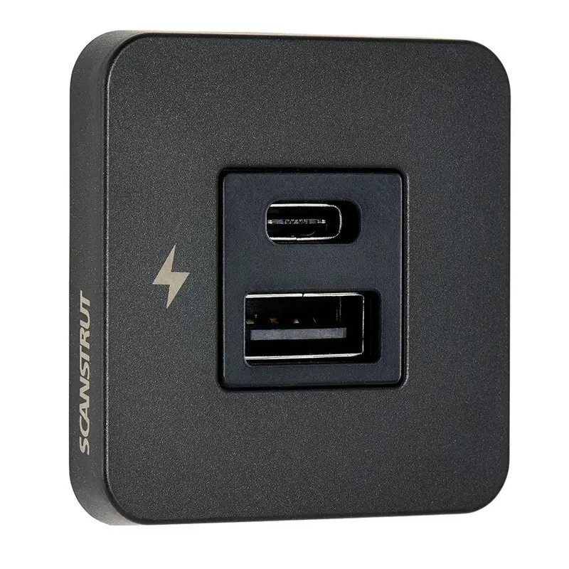 Scanstrut Tile Usb-A/Usb-C Interior Charging Socket - 12/24V - Black Bezel [Sc-Tile-10] 1