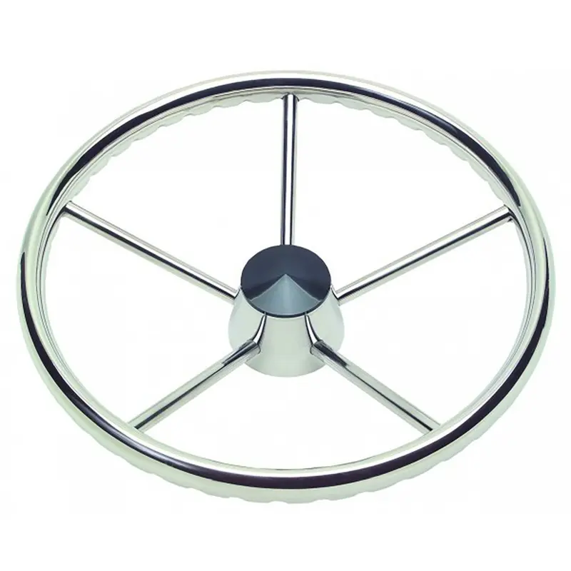 Schmitt Marine 170 Finger Grip Destroyer 5-Spoke 15.5" Stainless Steel Cap 3/4" Tapered Shaft W/Knob [1731521Fgk-R] 1