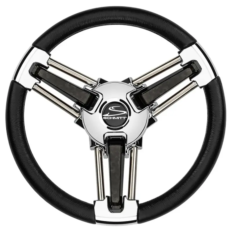 Schmitt Marine Burano Wheel 14" 3/4" Tapered Shaft Black Polyurethane W/Stainless Spoke Includes Center Cap/Nut [Pu1051b1-04R] 1