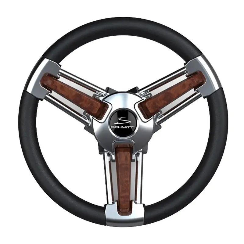 Schmitt Marine Burano Wheel 14" 3/4" Tapered Shaft Burl Polyurethane W/Stainless Spoke Includes Center Cap/Nut [Pu105111-04R] 1