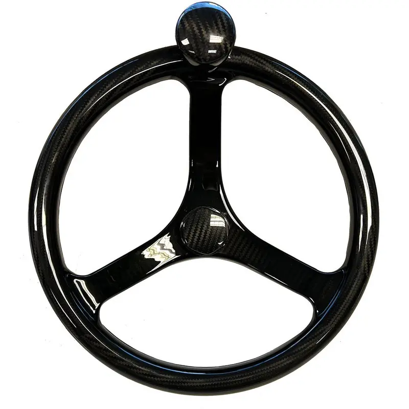 Schmitt Marine Carbon Fiber Primus Wheel W/Knob 13.5" W/Sanntoprene Finger Grip 3/4" Tapered Shaft W/Cf Nut [7461321Fgk-Cfn] 1