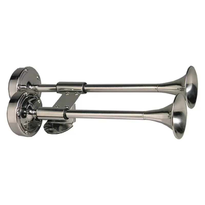 Schmitt Marine Deluxe All-Stainless Shorty Dual Trumpet Horn - 12V [10012] 1
