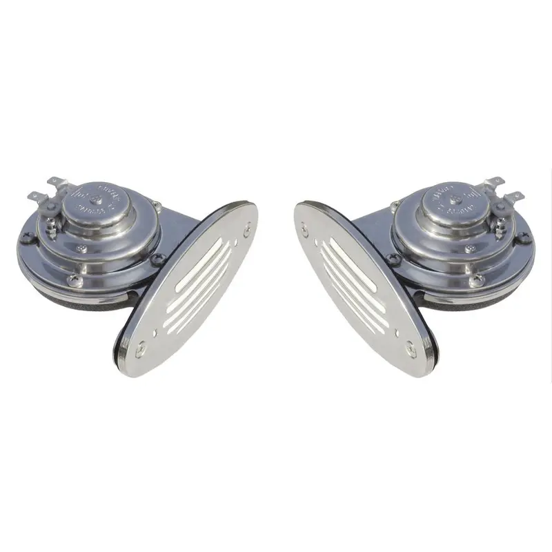 Schmitt Marine Mini Stainless Steel Dual Drop-In Horn W/Stainless Steel Grills High  Low Pitch [10055] 1