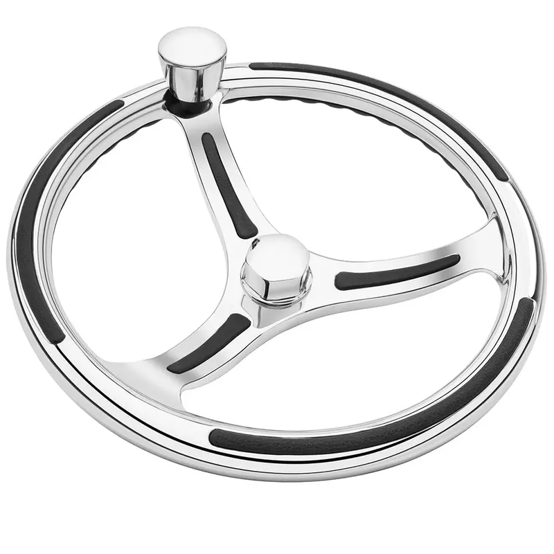 Schmitt Marine Primus Model 740 - 13.5" Wheel W/Knob  Finger Grip - 3/4" Tapered Shaft W/Faux Nut - 1/2"  3/4" Adapters [7401321Fgk-R] 1