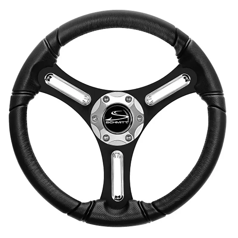 Schmitt Marine Torcello 14" Wheel - 03 Series - Polyurethane Wheel W/Chrome Spoke Inserts  Cap - Black Brushed Spokes - 3/4" - Retail Packaging [Pu031104-12R] 1