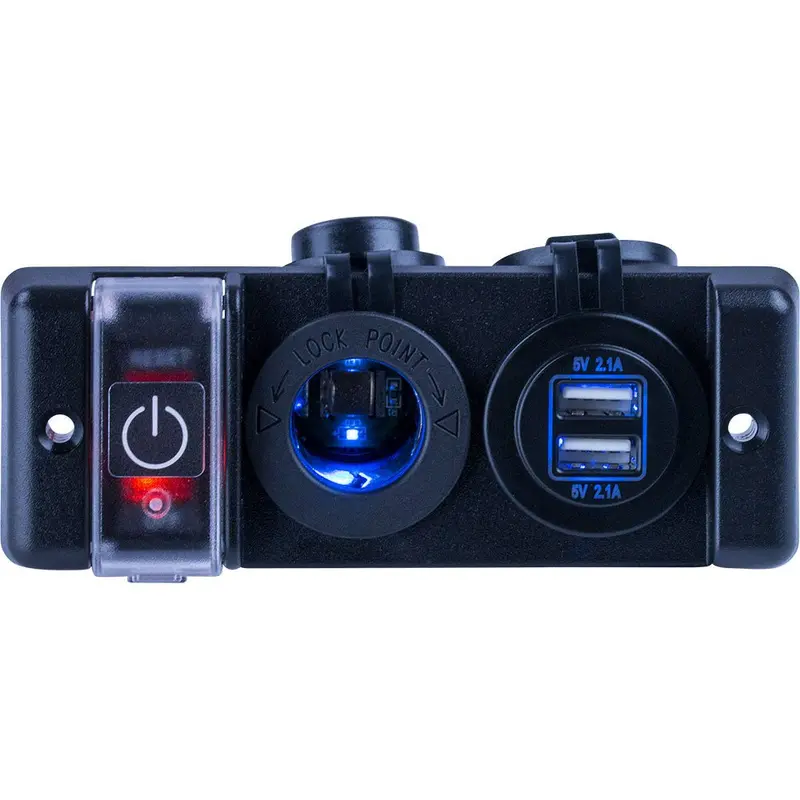 Sea-Dog Double Usb  Power Socket Panel W/Breaker Switch [426506-1] 1