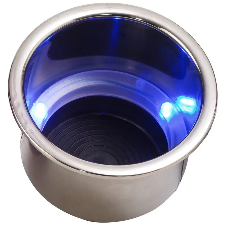 Sea-Dog Led Flush Mount Combo Drink Holder W/Drain Fitting - Blue Led [588074-1] 1