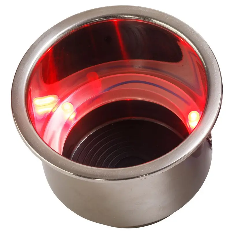 Sea-Dog Led Flush Mount Combo Drink Holder W/Drain Fitting - Red Led [588071-1] 1