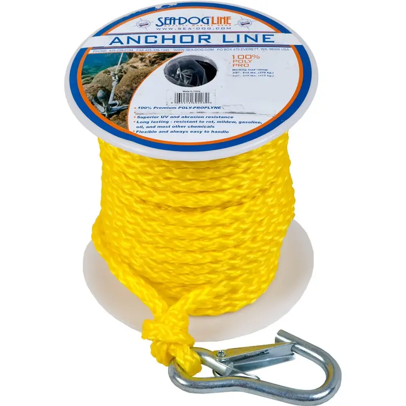 Sea-Dog Poly Pro Anchor Line W/Snap - 3/8" X 75 - Yellow [304210075Yw-1] 1