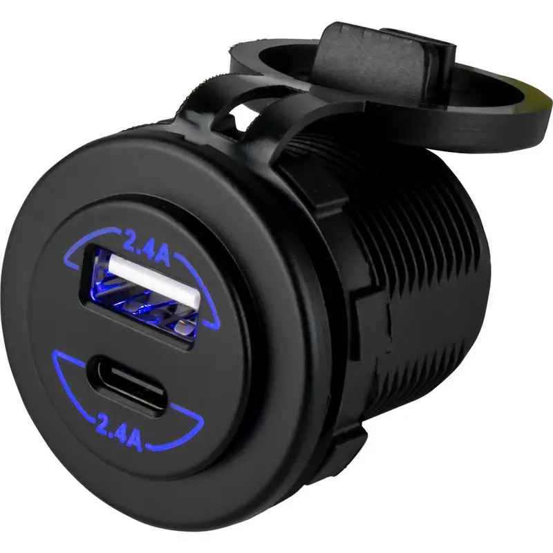 Sea-Dog Round Dual Usb  Usb-C Power Socket [426516-1] 1