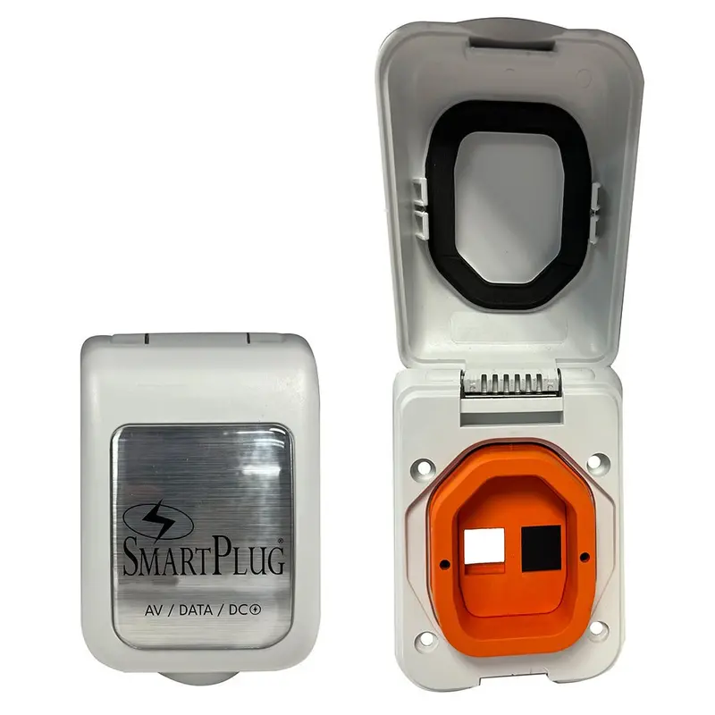 Smartplug Data Port Case/Inlet Only - White Cover W/One Blank Plug  One Open Port [Bdbpw] 1