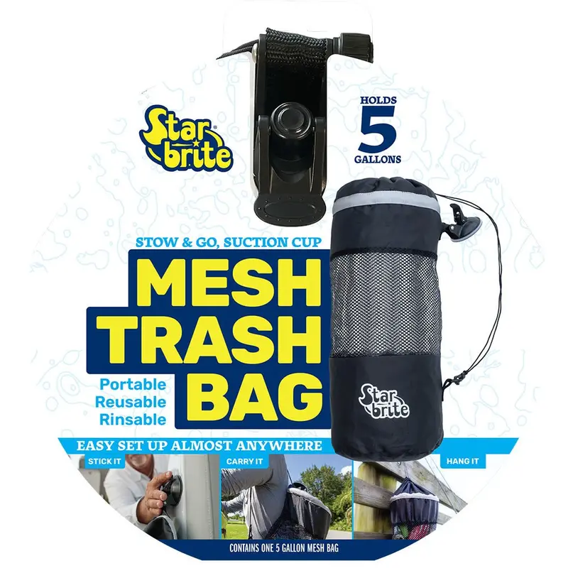 Star Brite Mesh Trash Bag W/Locking Suction Cup  Litter Guard Cinch Tie - 5 Gallons [52074] 1