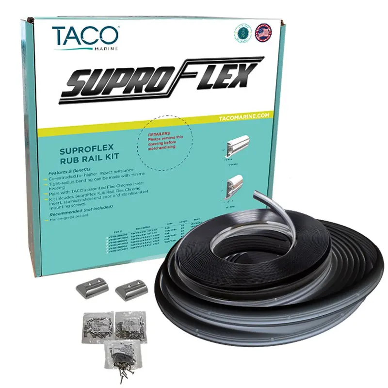 Taco Suproflex Rub Rail Kit - Black W/Flex Chrome Insert - 1.6"H X .78"W X 60L [V11-9960Bbk60-2] 1