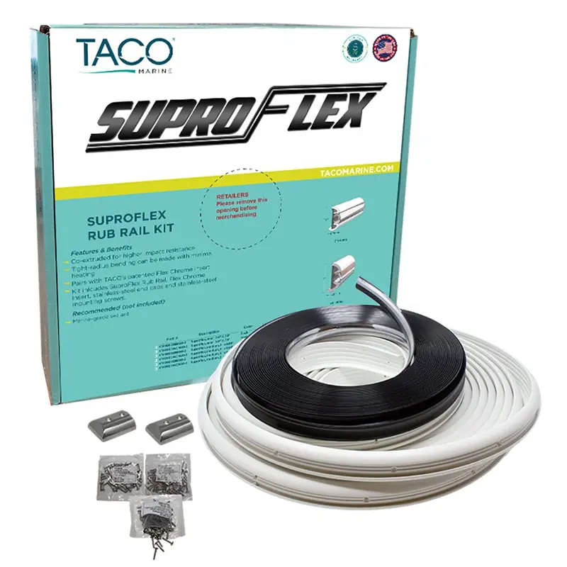 Taco Suproflex Rub Rail Kit - White W/Flex Chrome Insert - 1.6"H X .78"W X 60L [V11-9960Wcm60-2] 1