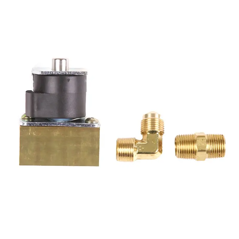 Trident Marine 12Vdc Low-Pressure Brass Solenoid Shut-Off Valve 3/8" Female Ports  2 Brass Connection Fittings [1300-7706.2-Kit] 1