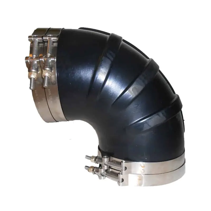 Trident Marine 3" Id 90-Degree Epdm Black Rubber Molded Wet Exhaust Elbow W/4 T-Bolt Clamps [Trl-390-S/S] 1