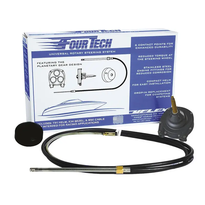 Uflex Fourtech 8 Black Mach Rotary Steering System W/Helm, Bezel  Cable [Fourtechblk08] 1